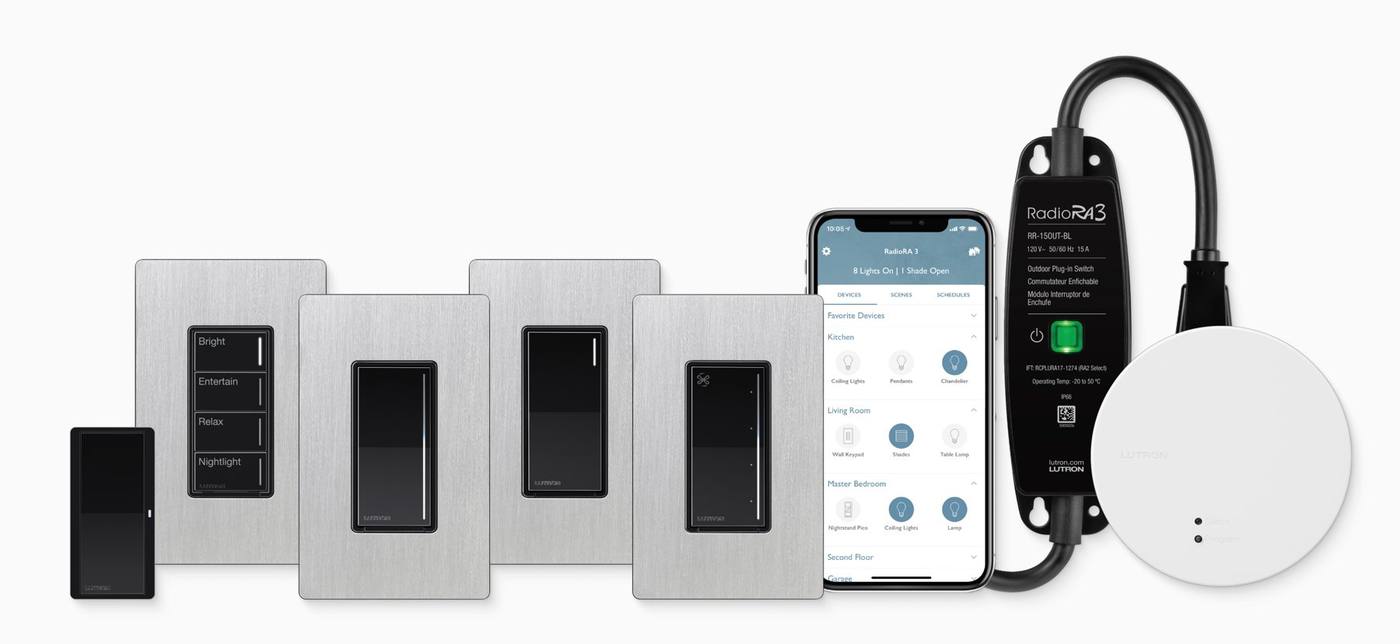 Lutron RadioRA 3 Sunnata keypads, dimmers, app and processor